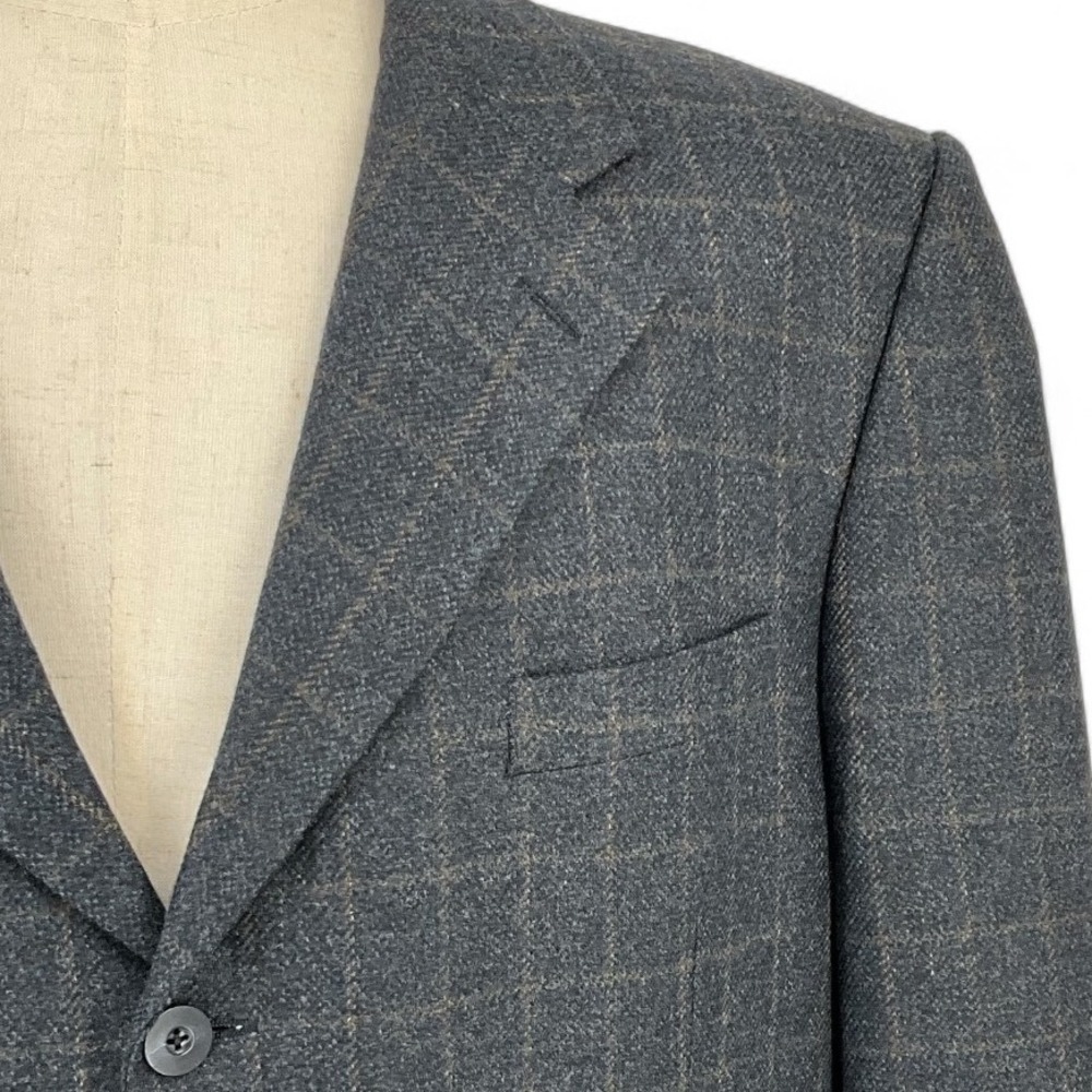 John W Nordstrom Ermenegildo Zegna Wool Cashmere Blazer Grey Tan Windowpane 46R
